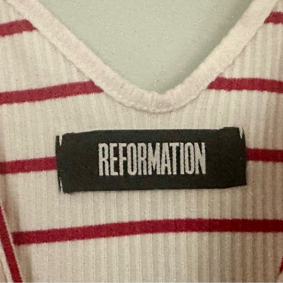 Reformation Red & White Striped Ribbed Tank Top | Size S - Picture 7 of 7